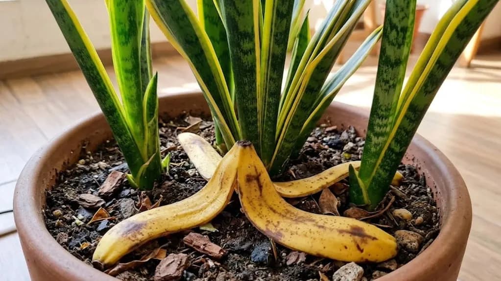 Uso de cáscaras de banana en la maceta de lengua de suegra: beneficios y precauciones